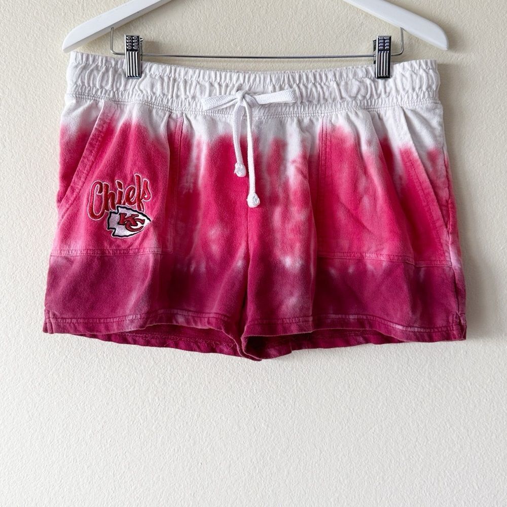Women's NFL Team Apparel Red/White Kansas City Chiefs Dip Dye Drawstring Shorts